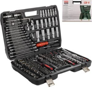 215Pcs Mechanic Tool Set โ Complete Auto Repair Kit with Ratchet Wrenches, Sockets, Spanners, Bits & Hex Keys
